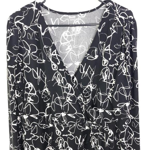 Nine West Dress Womens XL Fixed Wrap Surplice Clasp Artsy Abstract Stretchy - Picture 3 of 9